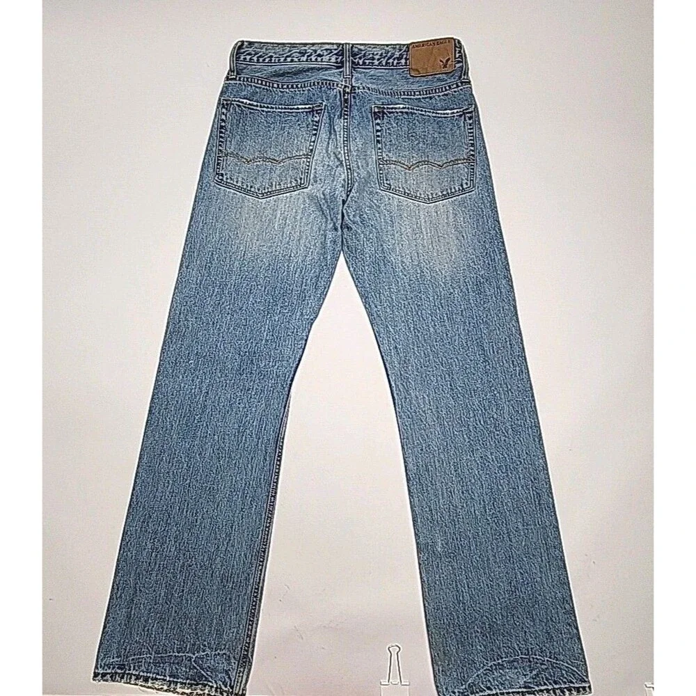 American Eagle Jeans Relaxed Men Sz 31 x 32 Cotton Light Wash Distressed Pants